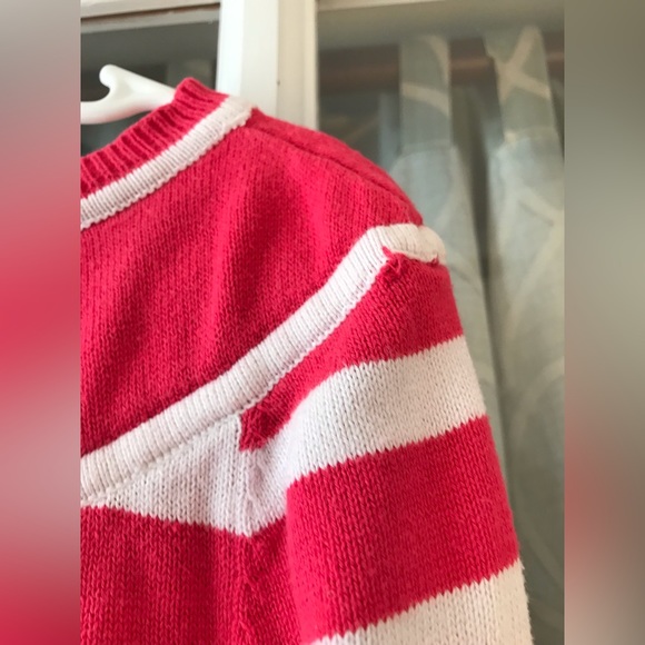 Gymboree size 5-6 yrs reddish pink striped sweater - 2 buttons on one shoulder. - Picture 4 of 5